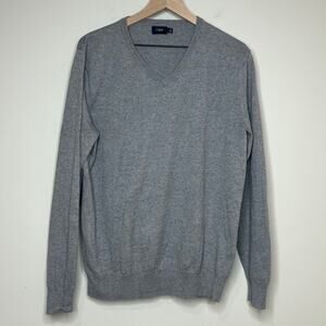 J.Crew Factory Gray V-Neck Pullover Sweater Size M Merino Wool